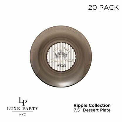 Round 7.5 Ripple Transparent Brown Appetizer Plastic Plates | 20 Plates