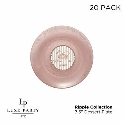 Round 7.5 Ripple Transparent Rose Appetizer Plastic Plates | 20 Plates