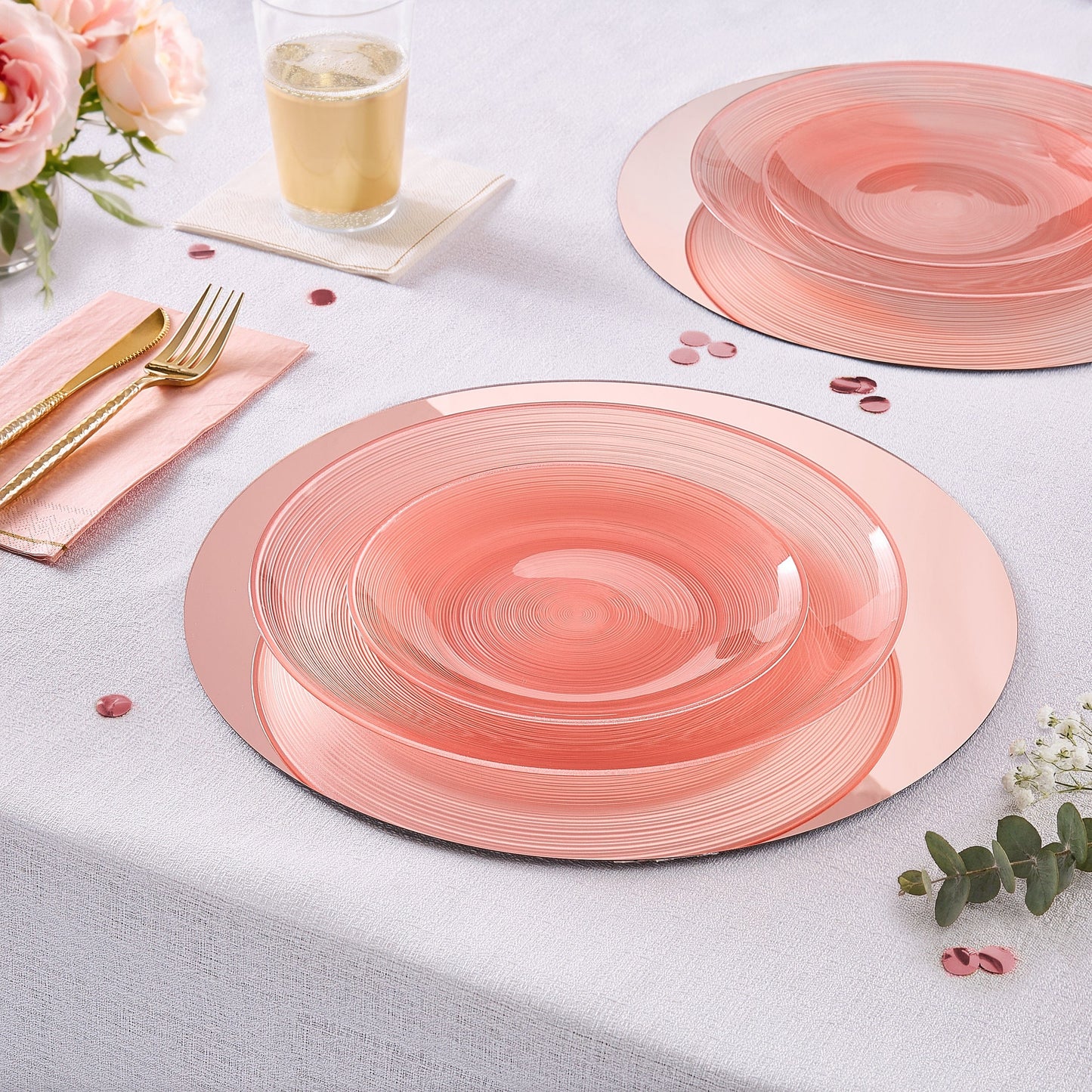 Round 7.5 Ripple Transparent Rose Appetizer Plastic Plates | 20 Plates