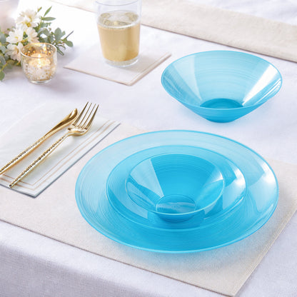 Round 7.5 Ripple Transparent Teal Appetizer Plastic Plates | 20 Plates