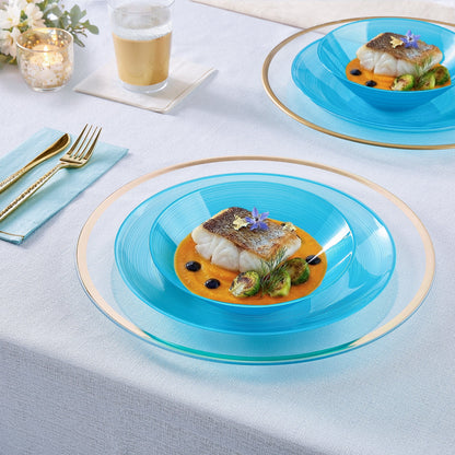 Round 7.5 Ripple Transparent Teal Appetizer Plastic Plates | 20 Plates