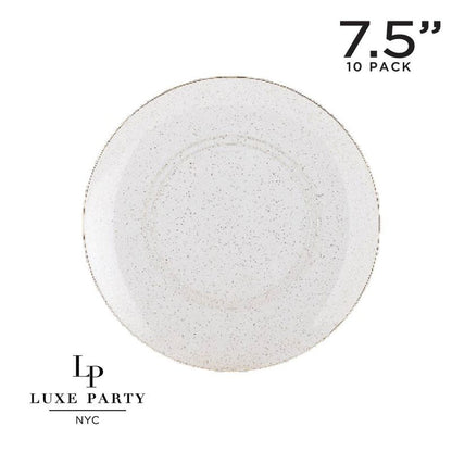 Round Clear and Gold Glitter Plastic Plates | 10 Pack