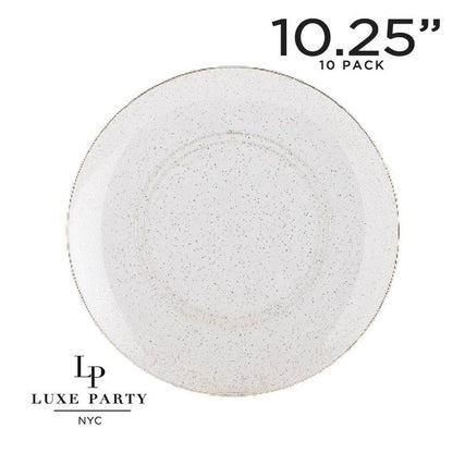 Round Clear and Gold Glitter Plastic Plates | 10 Pack