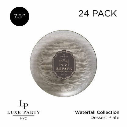Transparent Waterfall Brown and Gold 7.5 Plastic Plates | 24 Plates