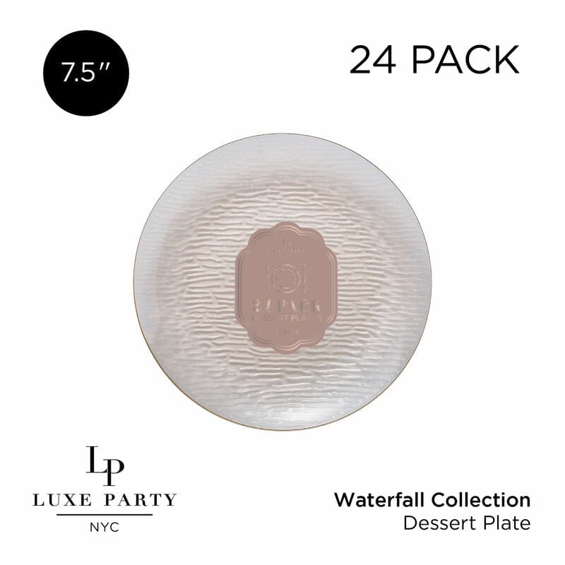 Transparent Waterfall Peach and Gold 7.5 Plastic Plates | 24 Plates