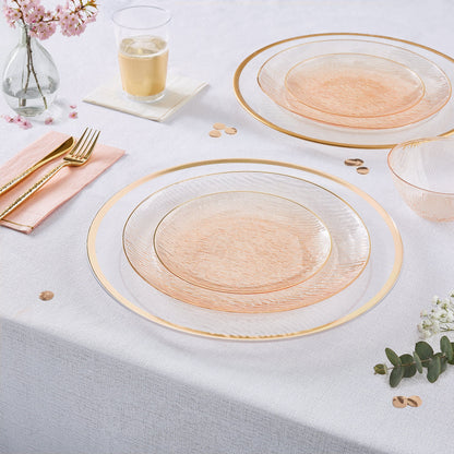 Transparent Waterfall Peach and Gold 7.5 Plastic Plates | 24 Plates