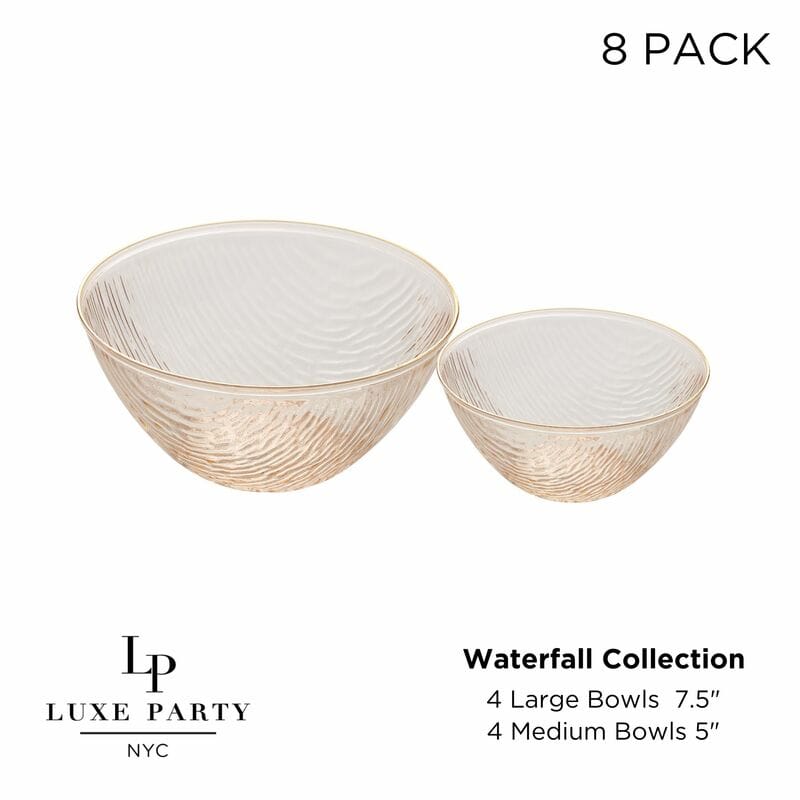 Transparent Waterfall Peach and Gold Soup and Dessert Bowl Set  | 8 Bowls