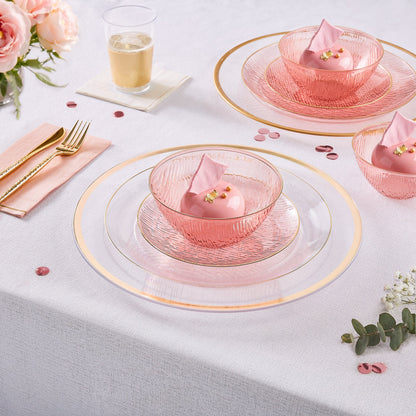 Transparent Waterfall Rose and Gold 7.5 Plastic Plates | 24 Plates