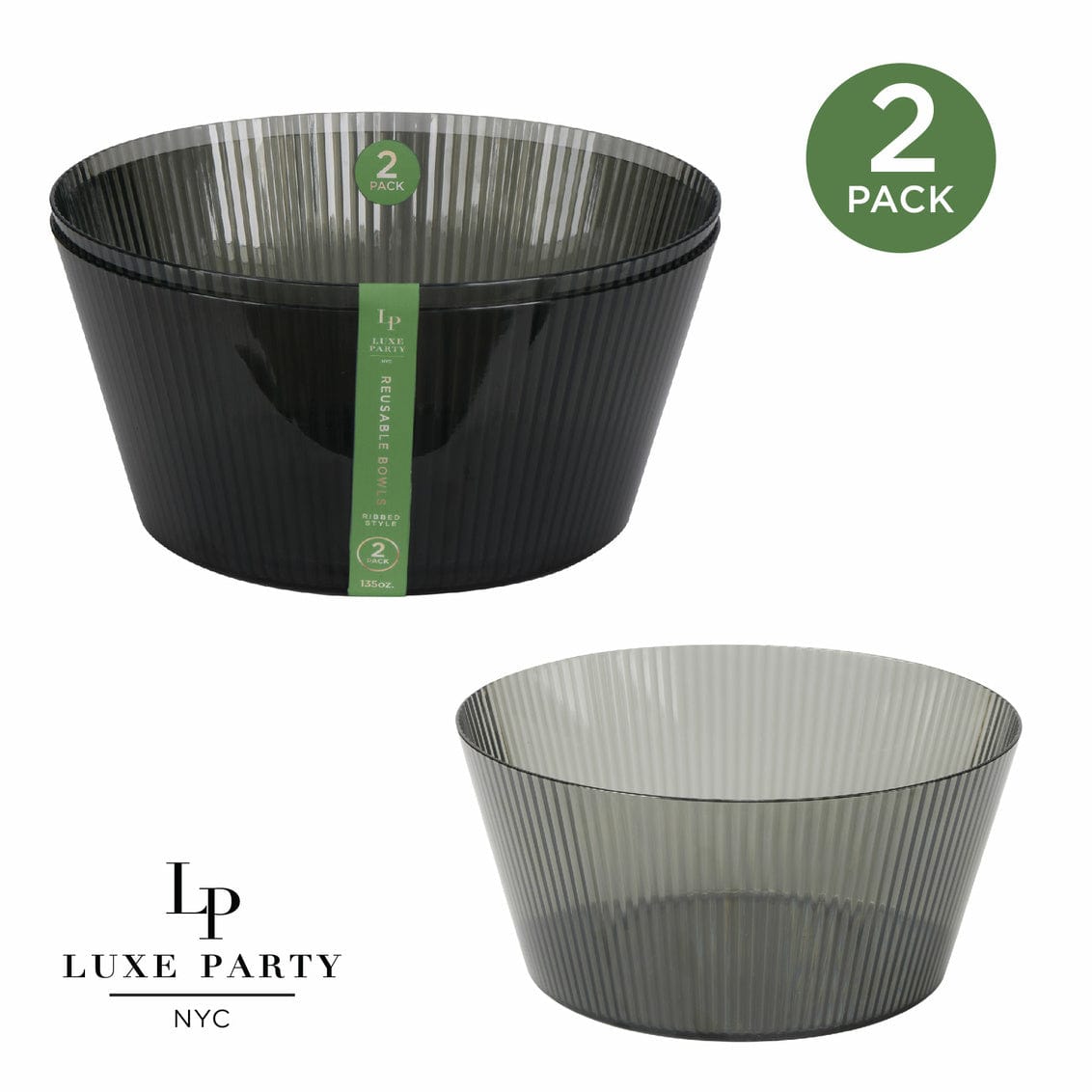 2Pk Smoke Ribbed Serving / Salad Bowl - 135oz
