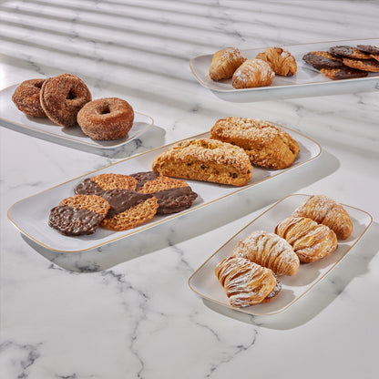 White and Gold Large and Small Combo Plastic Trays | 6 Trays