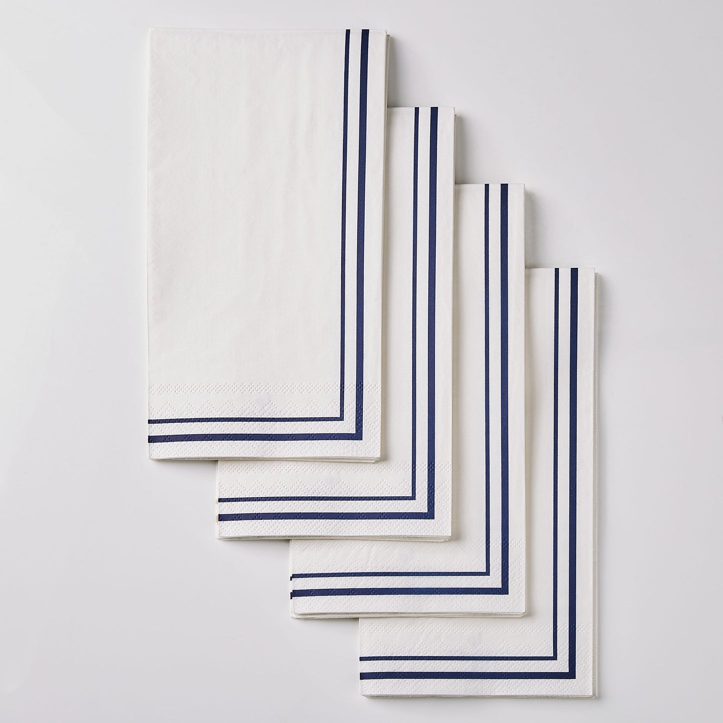 White and  Navy Stripe Border Stripe Guest Paper Dinner Napkins | 40 Napkins