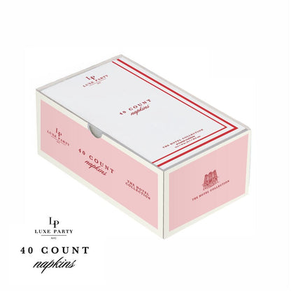 White and Red Stripe Border Stripe Guest Paper Dinner Napkins | 40 Napkins