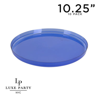 Round Transparent Blue Walled Plastic Plates