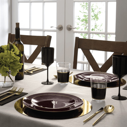 Round Brown Latte and Gold Plastic Plates | 10 Pack