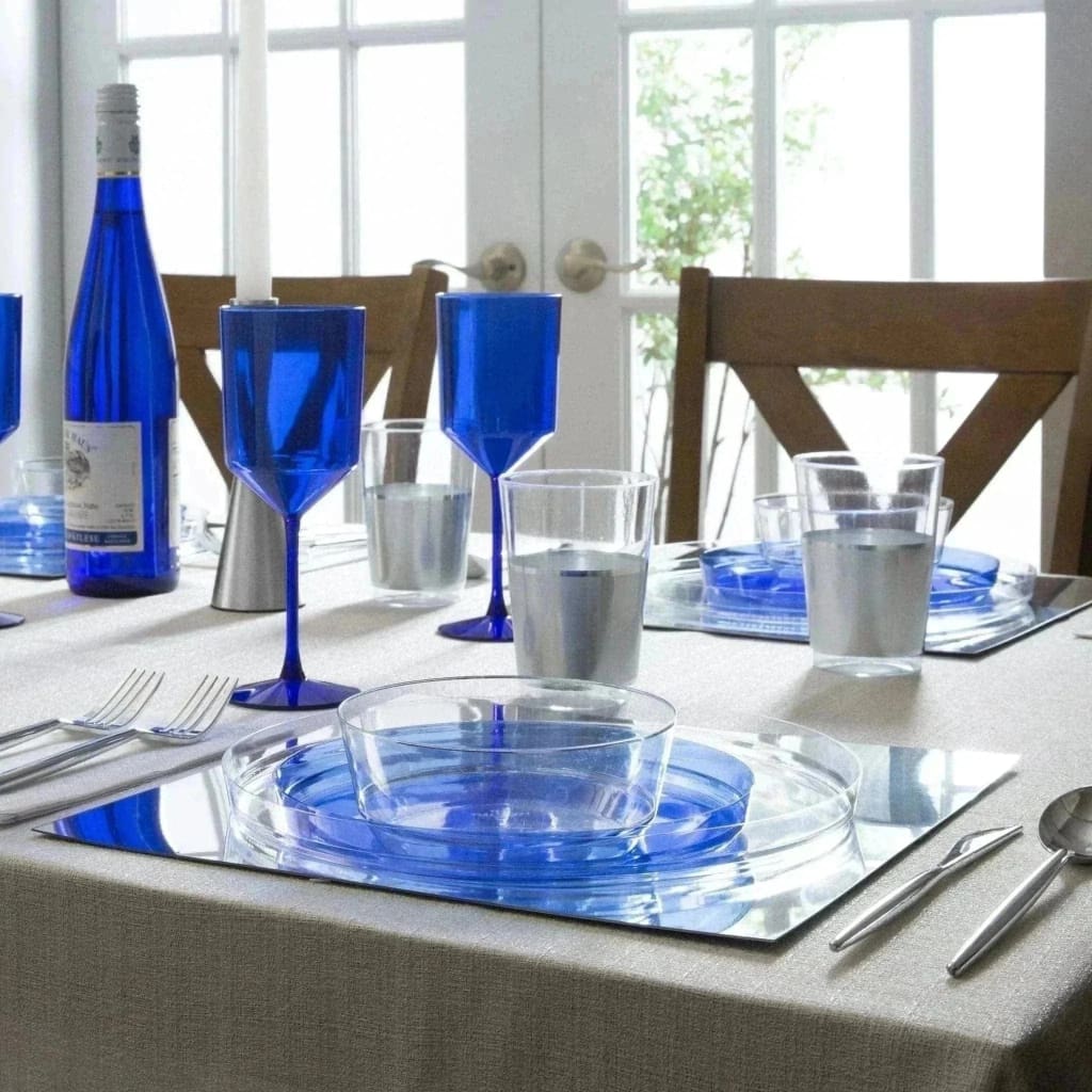 Round Transparent Blue Walled Plastic Plates