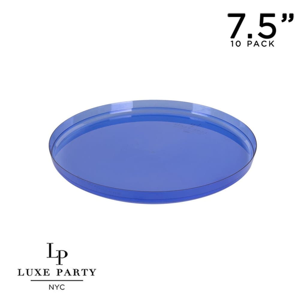 Round Transparent Blue Walled Plastic Plates