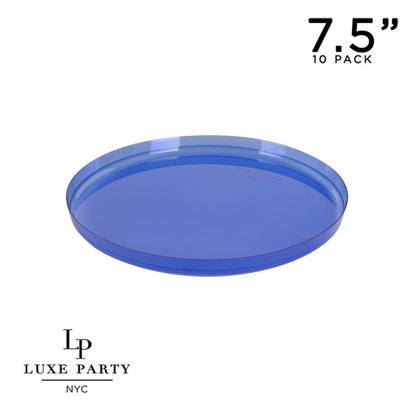 Round Transparent Blue Walled Plastic Plates