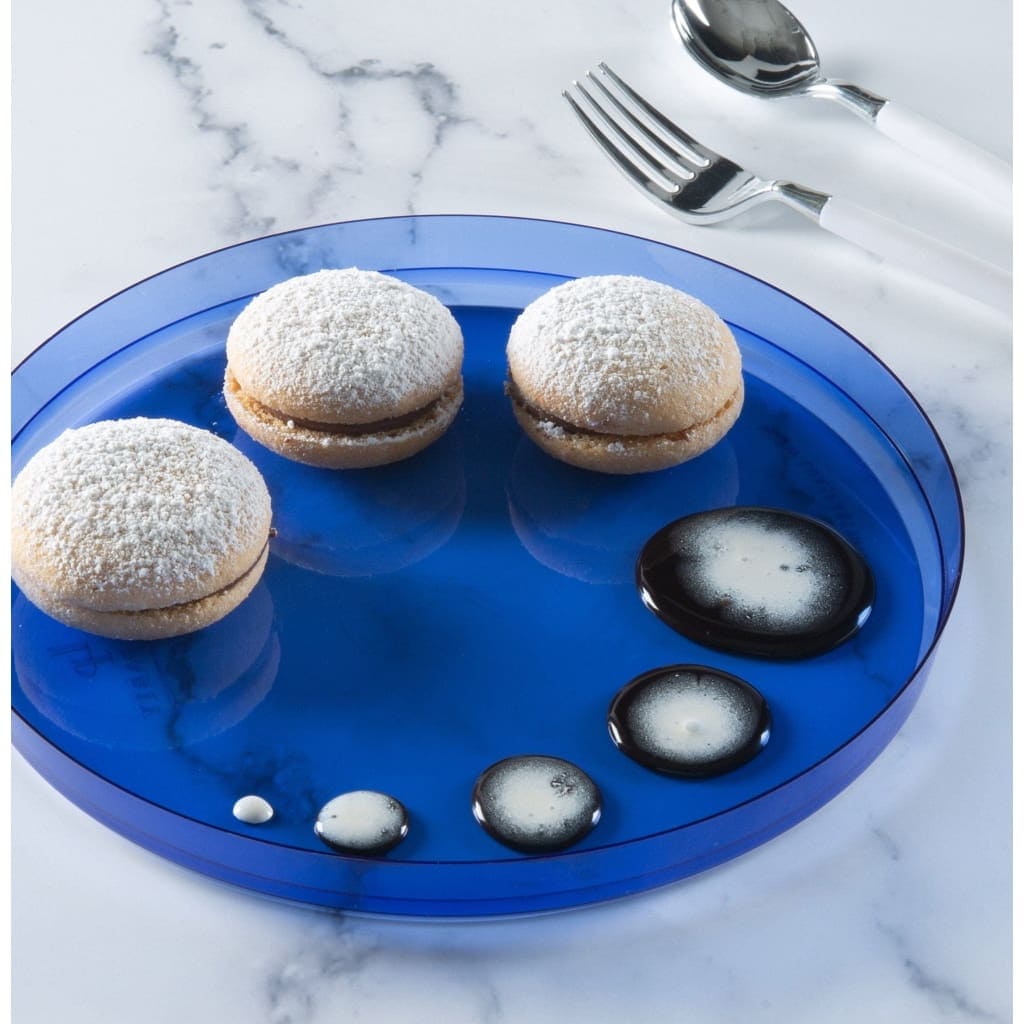 Round Transparent Blue Walled Plastic Plates