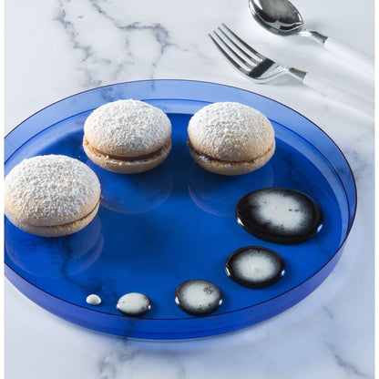 Round Transparent Blue Walled Plastic Plates