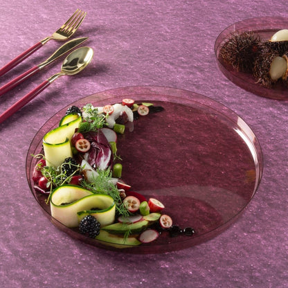 Round Transparent Rose Walled Plastic Plates