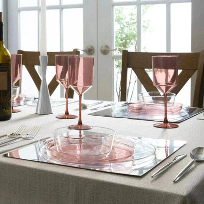 Round Transparent Rose Walled Plastic Plates