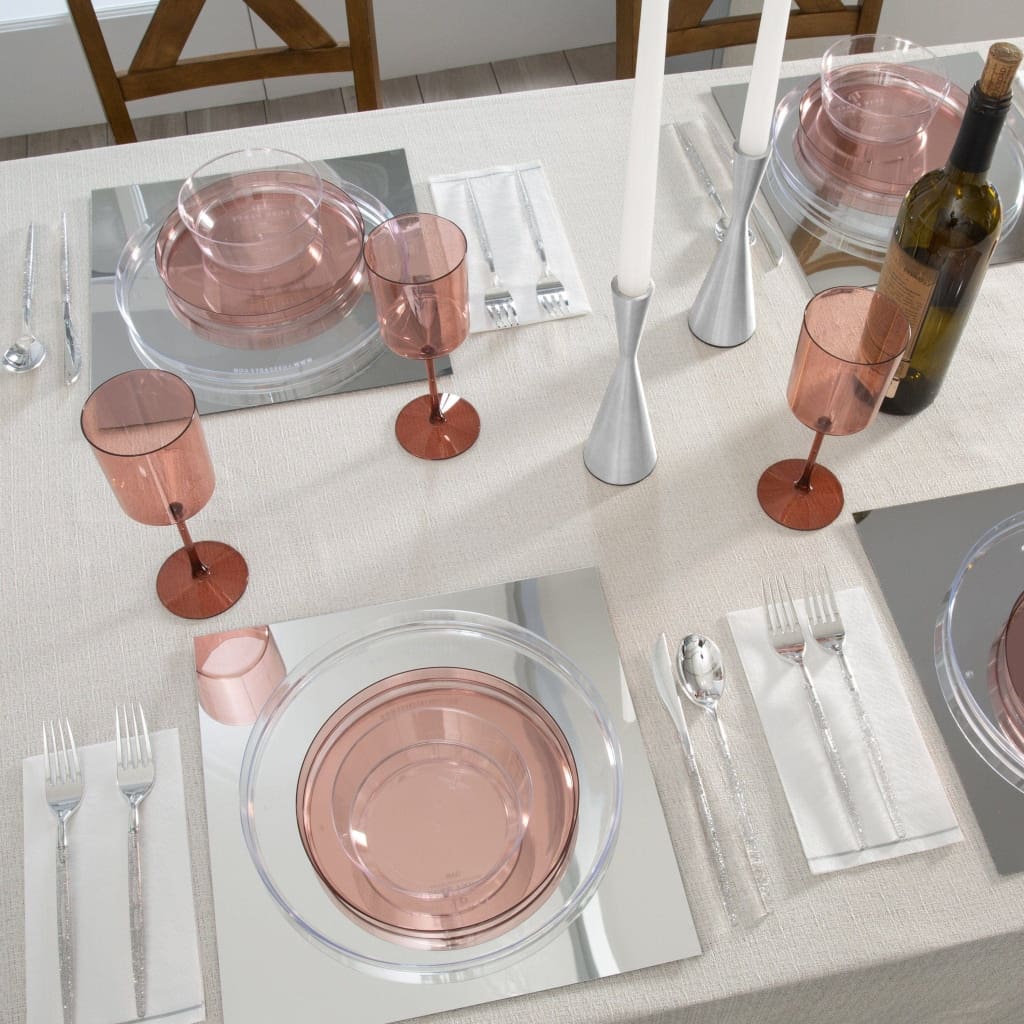 Round Transparent Rose Walled Plastic Plates