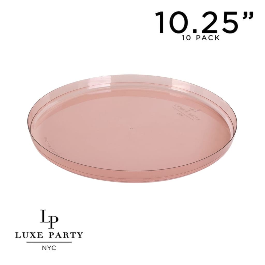 Round Transparent Rose Walled Plastic Plates