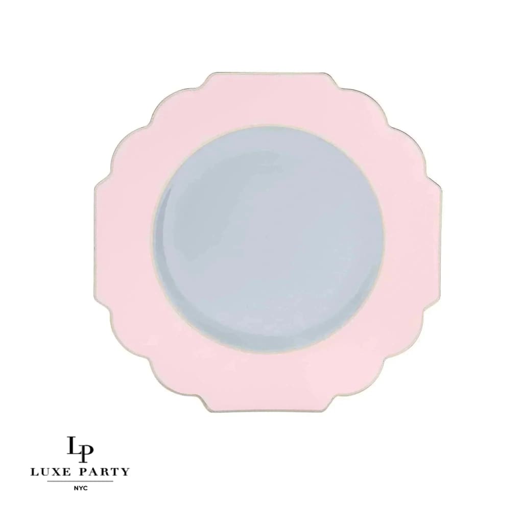 Scalloped Clear Blush • Gold Plastic Plates | 10 Pack