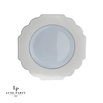 Scalloped Clear Silver Plastic Plates | 10 Pack