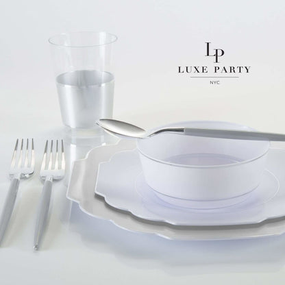 Scalloped Clear Silver Plastic Plates | 10 Pack